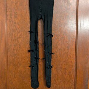 NWOP High Heel Jungle Nevermore Peek Bow Embellished Sheer Tights